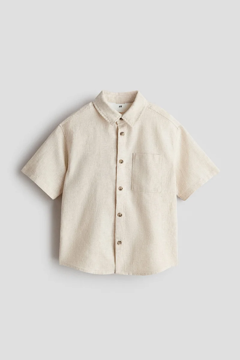 H&M Short-sleeved linen-blend shirt